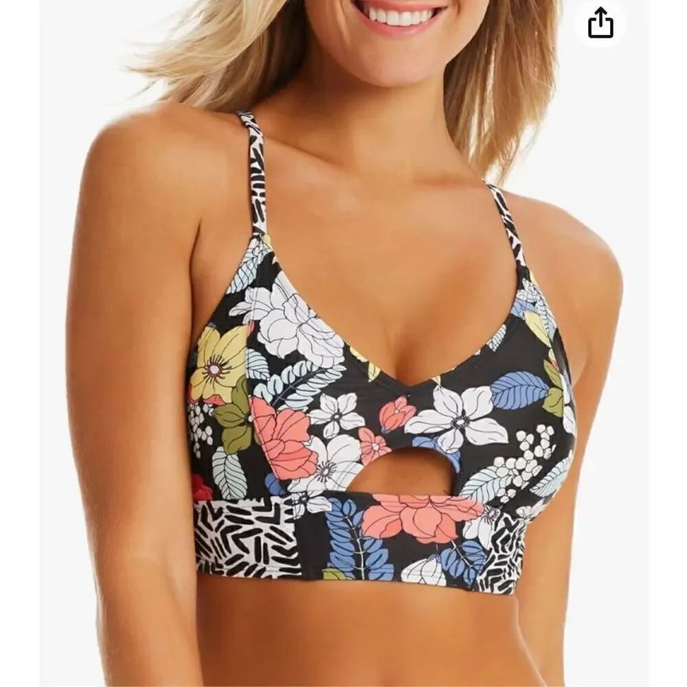 JESSICA SIMPSON Women's Adjustable Cropped Cami Bikini Top